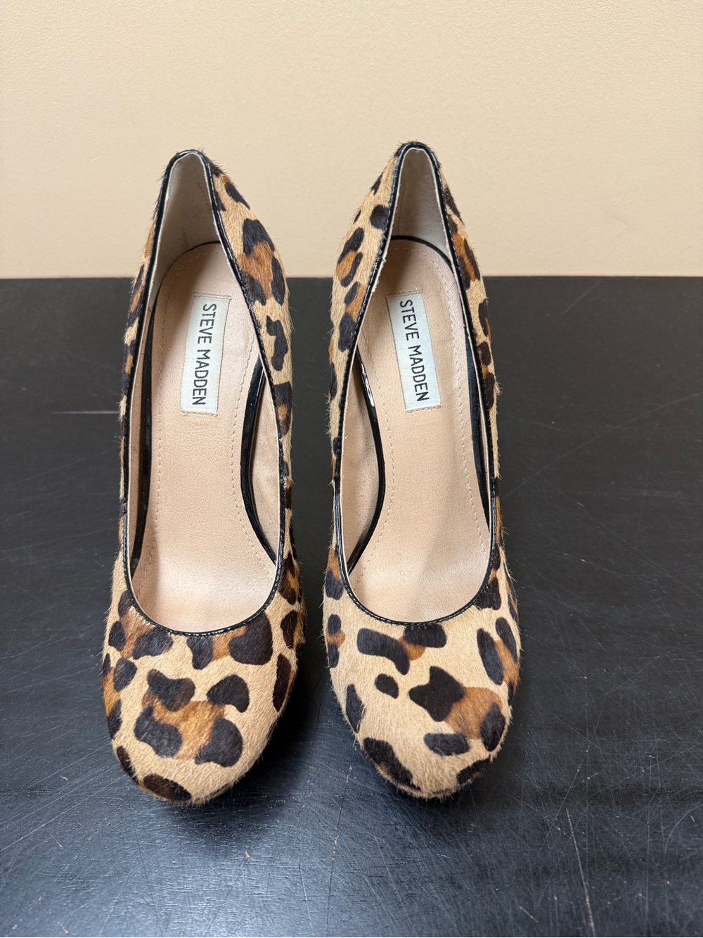 Steve Madden Leopard-Print Calf Hair Pumps - Tan & Black